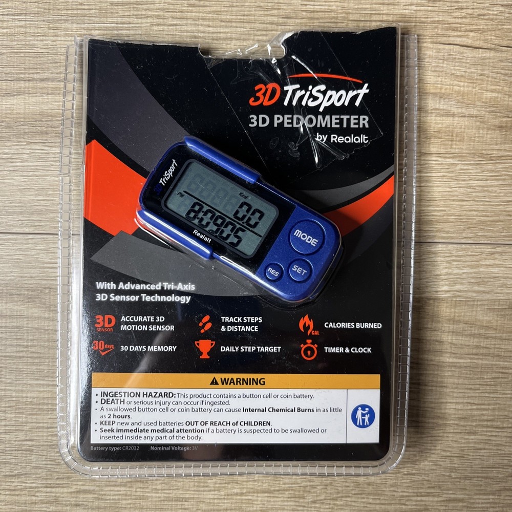 3D Trisport Pedometer By Realalt RTS01 Blue Open Box