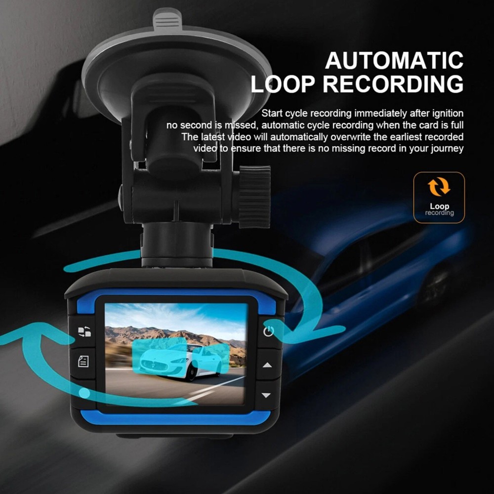 Dash Camera DVR Recorder Radar Detector Night Vision G-sensor 720P Car System