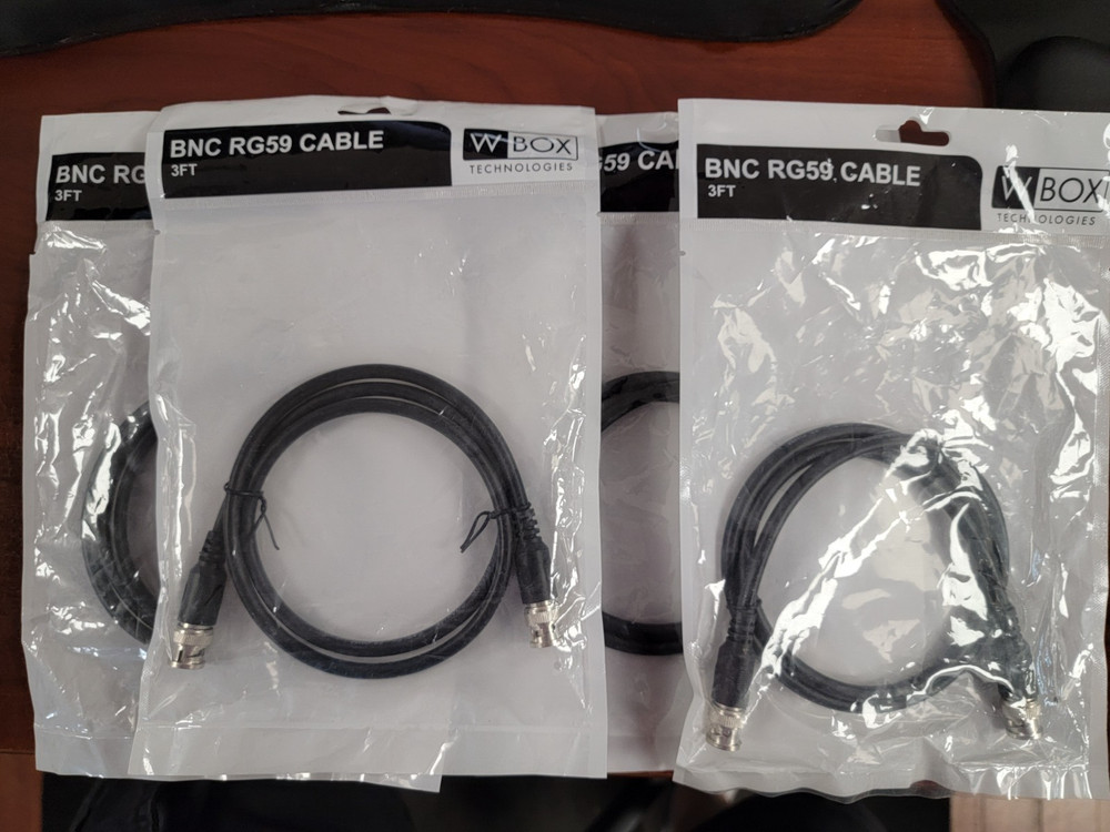 W-Box "0E-603BNC" 3' BNC RG59 Cable, Black - NEW - 4 PACK