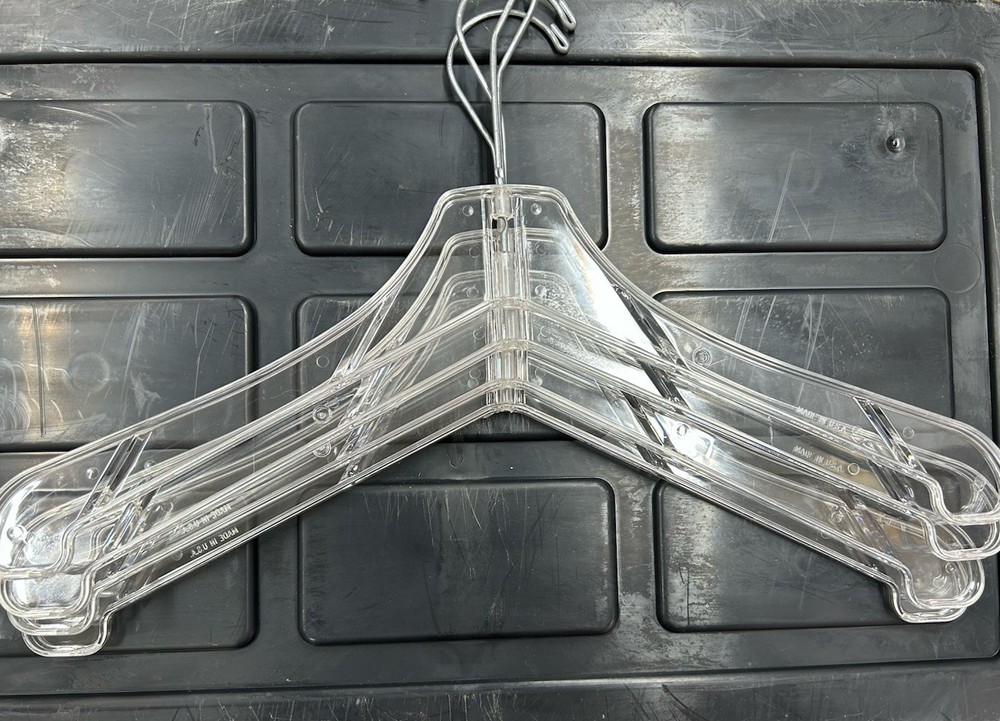 Heavy Duty Clear Long Hook Plastic Coat Hangers 24 Pack 17” Wide
