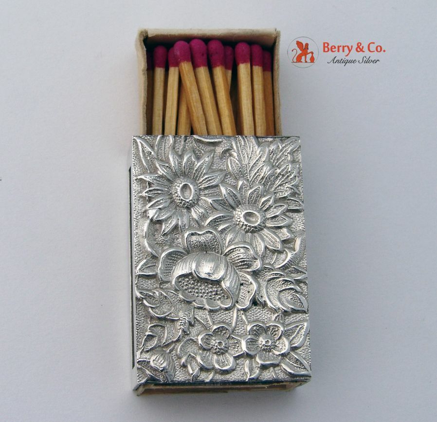 Kirk Repousse Match Safe Match Cover Sterling Silver