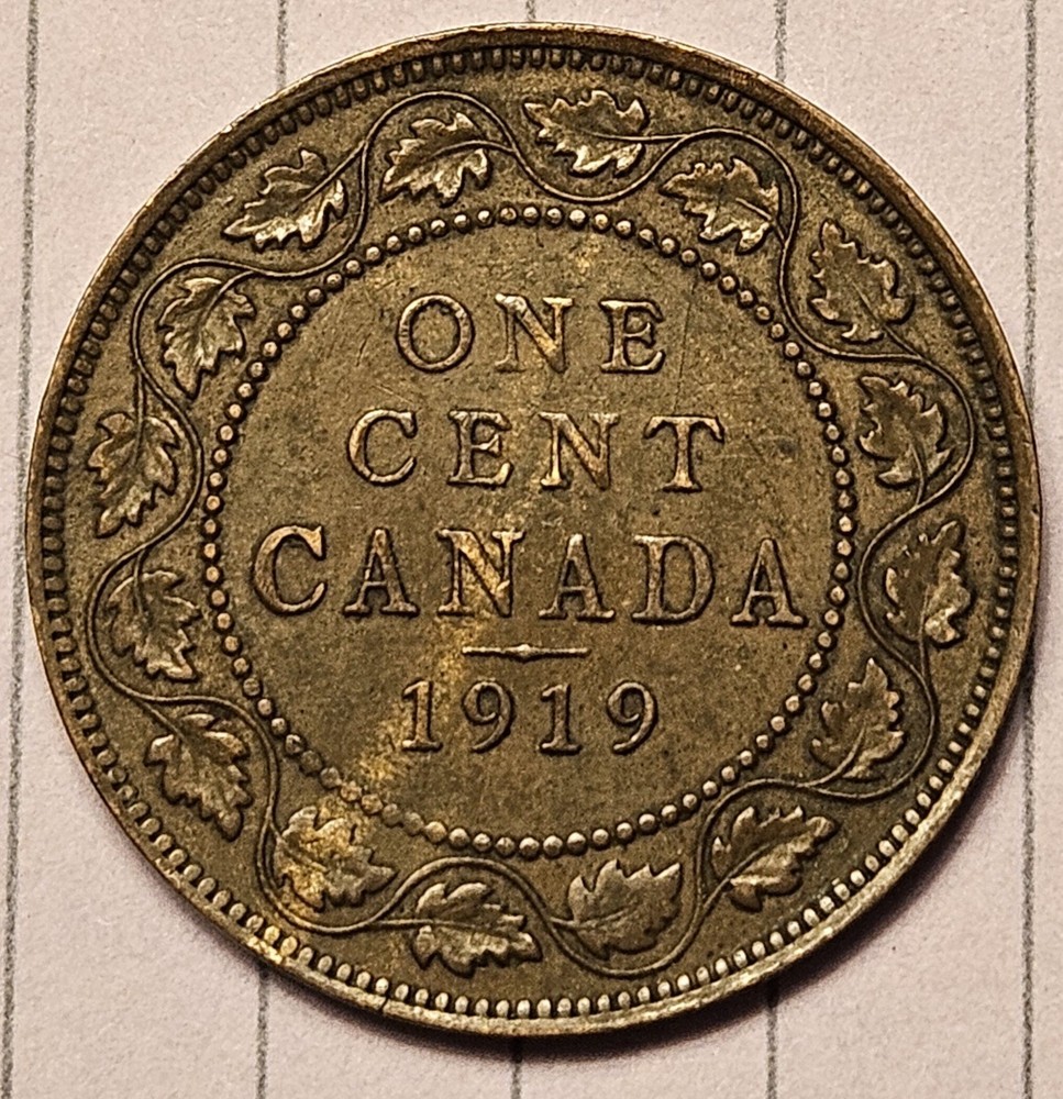1919 Canada Large Cent - Woody Wood Grain Error