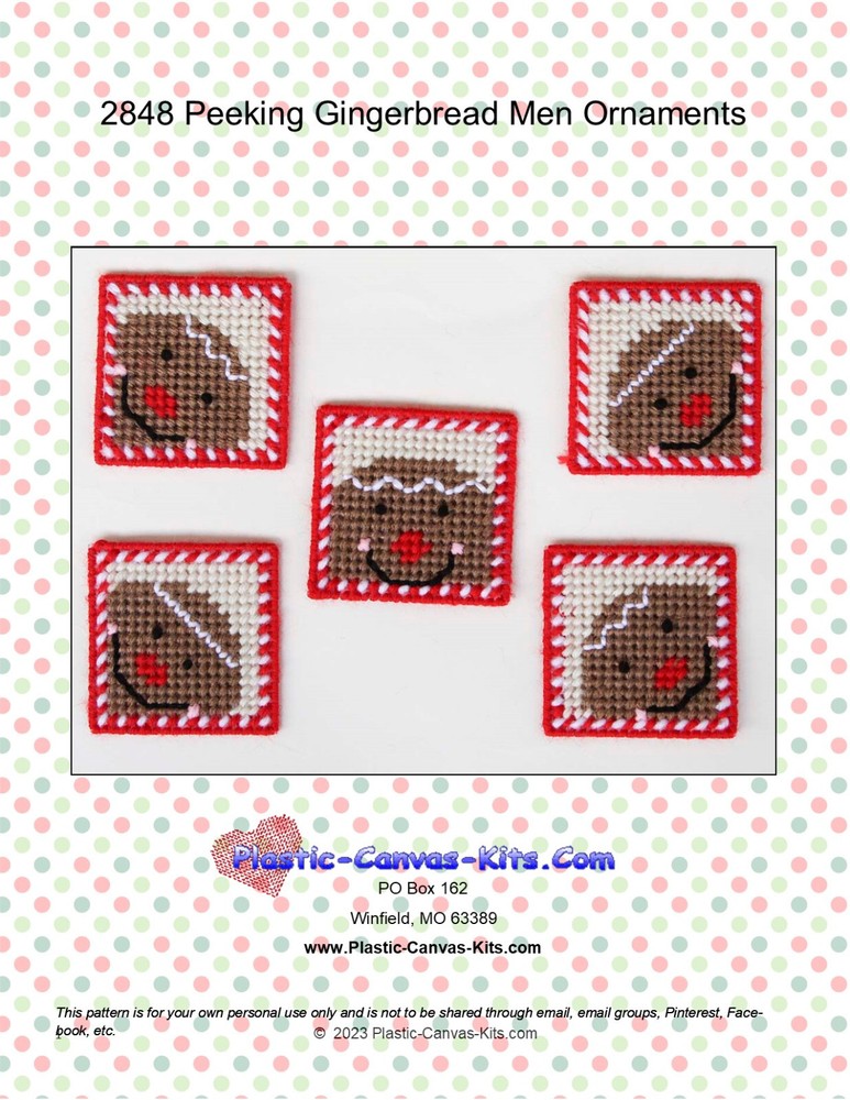 Peeking Gingerbread Man Ornaments-Plastic Canvas Pattern or Kit