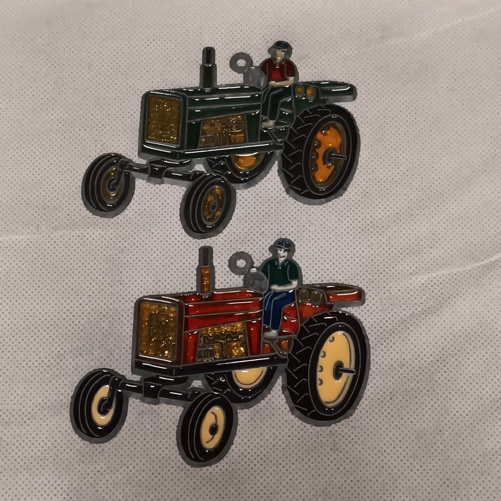 Suncatcher Tractor Ornaments 2 Green Orange