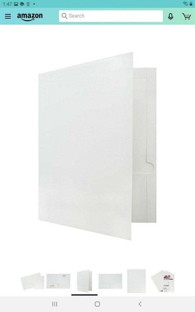 Jam Paper Laminated Two Pocket Glossy Folders - Blue - 6/Pack