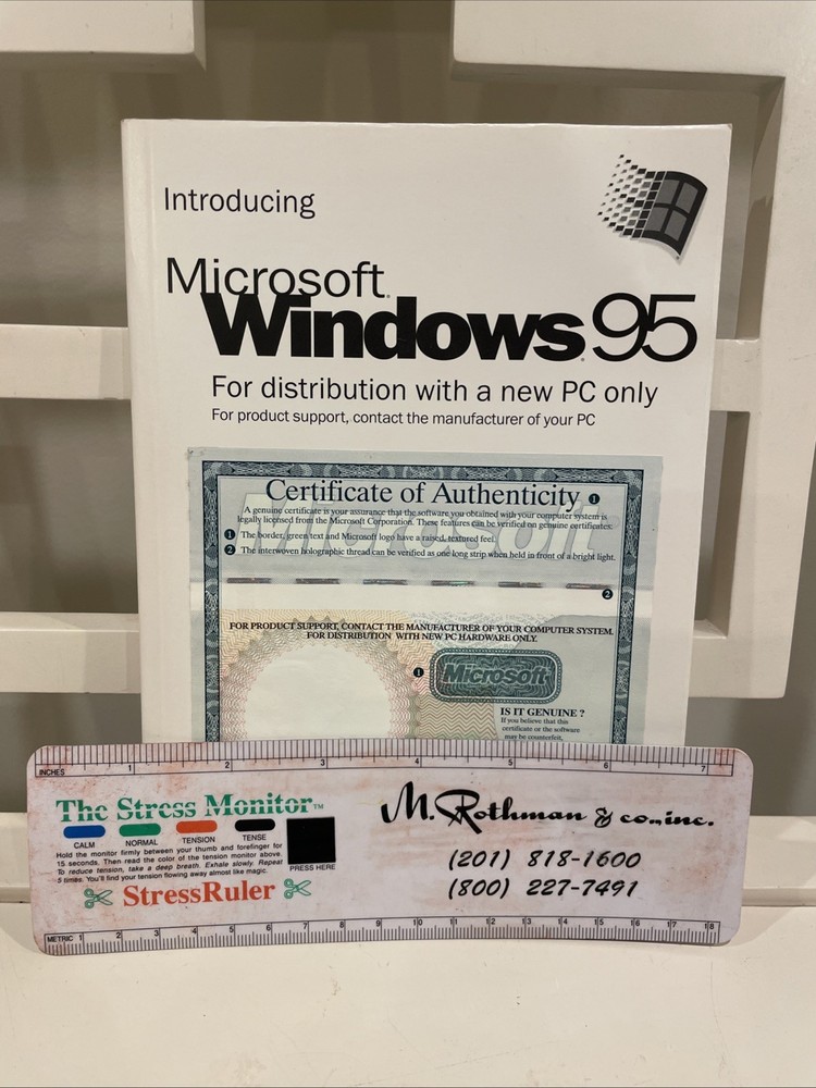 Windows 95 Certificate of Authenticity, Manual & COA, NO CD ROM