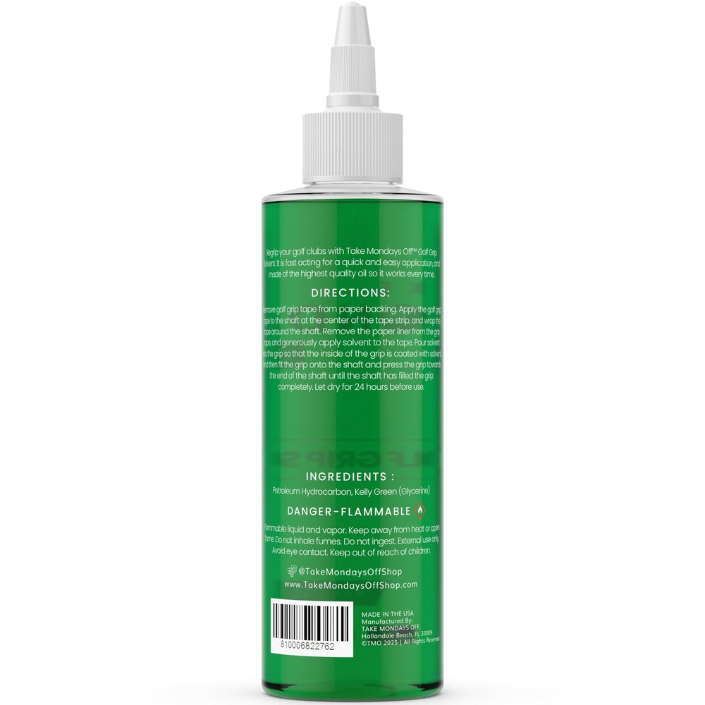 Take Mondays Off Golf Grip Solvent (4 oz) - Professional Green