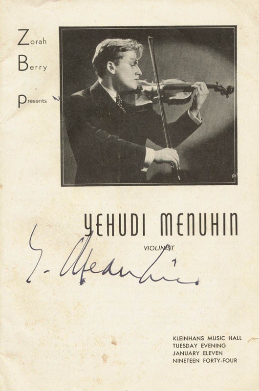 YEHUDI MENUHIN - PROGRAM SIGNED CIRCA 1944