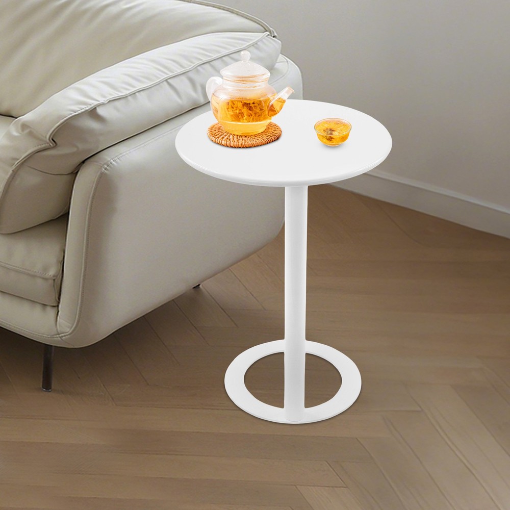 48 x 69 cm Round Side Table with O-shaped Base, Side Table for Small Spaces