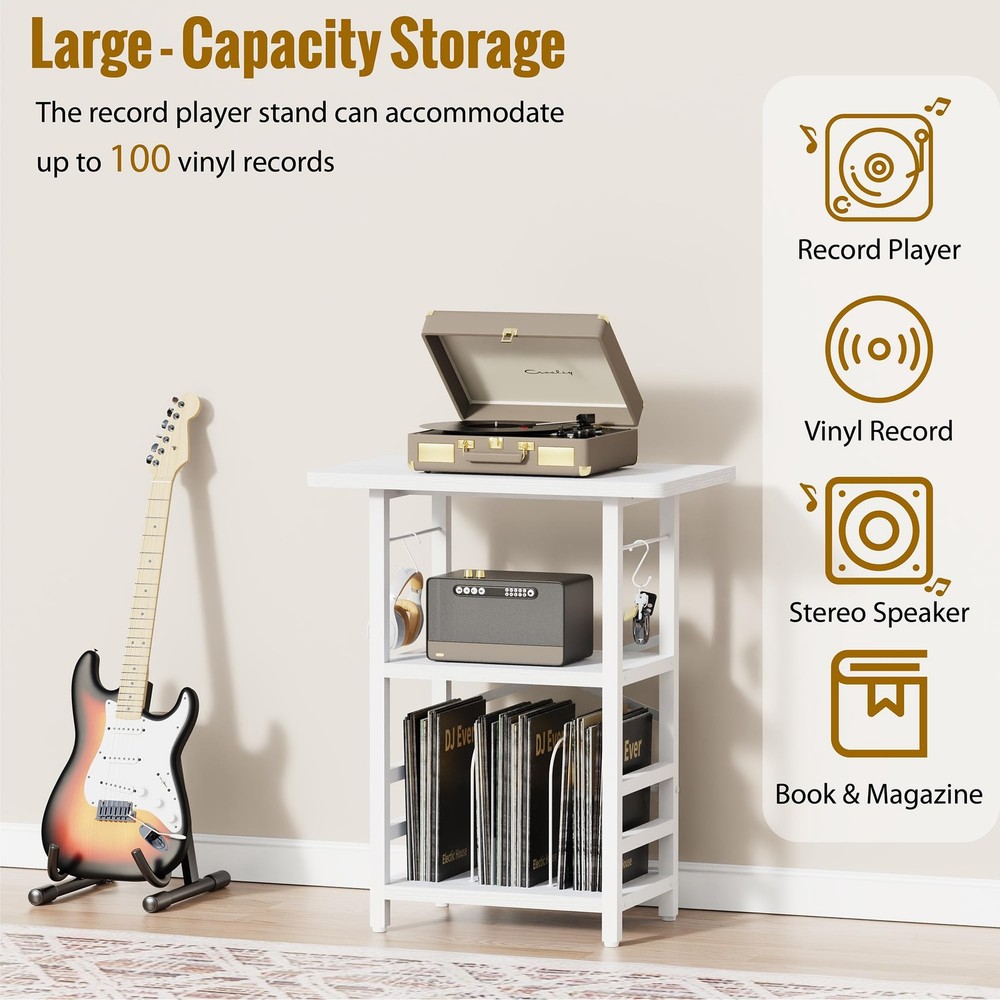 Display Your Vinyl Collection While Playing - Record Player Stand With Storage