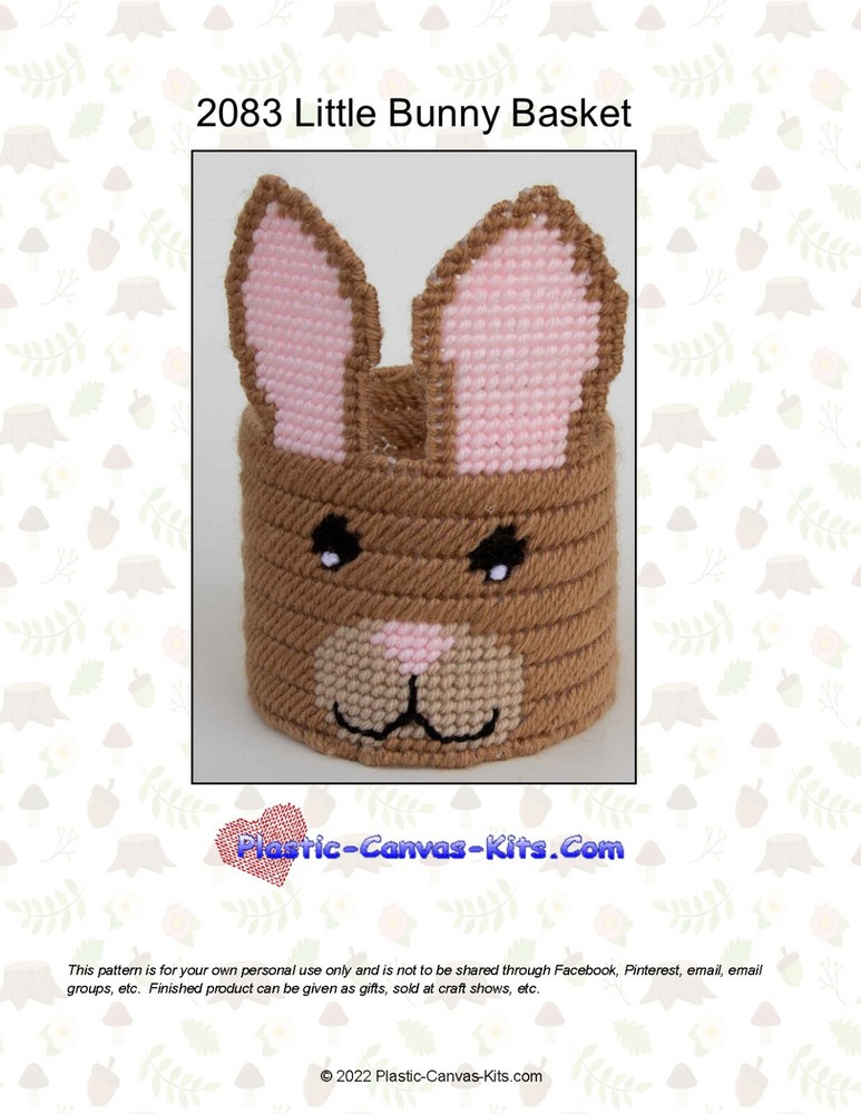 Little Bunny Rabbit Basket-Plastic Canvas Pattern or Kit