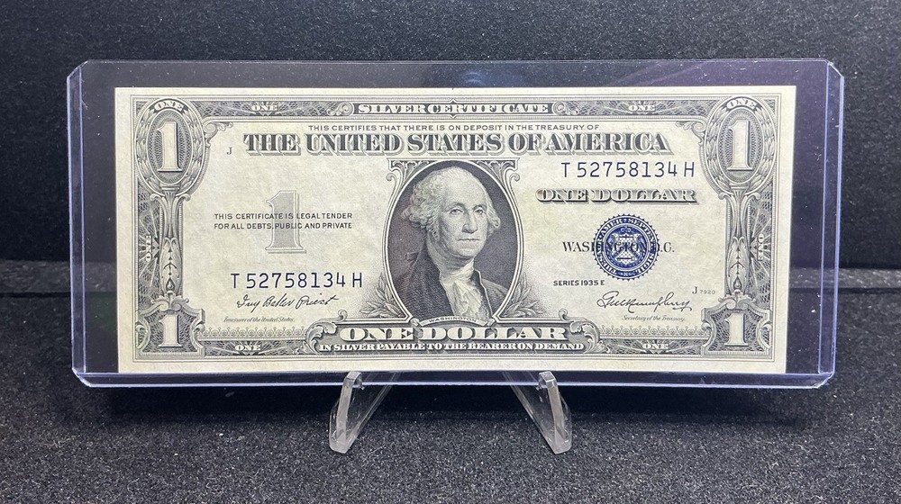 1935 E One Dollar Blue Seal Silver Certificate Silver Note Silver Cert Z135
