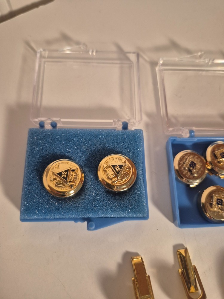 Lot Masonic & Scottish Rite Cuff Links, Pins, Button Caps
