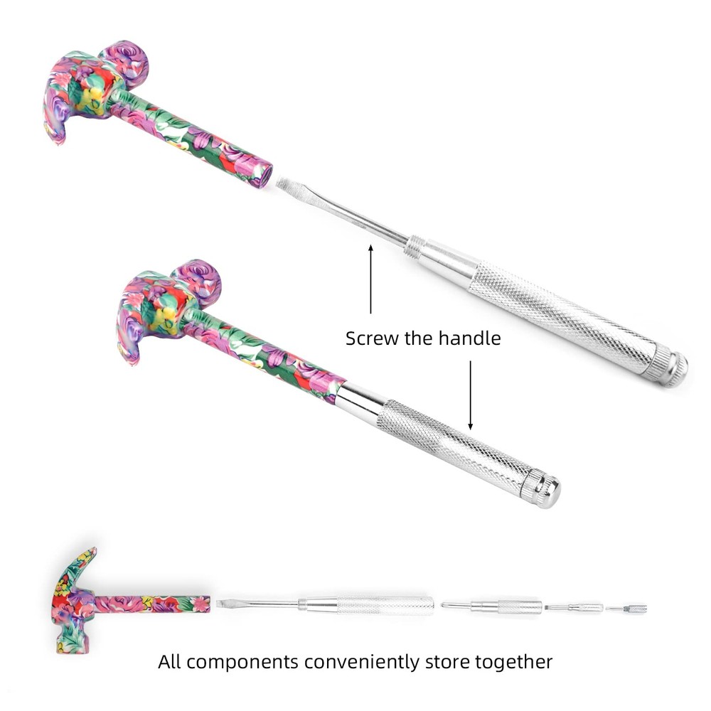 6 in 1 Hammer & Screwdriver Tool Multitool Set Claw Hammer with AntiR...