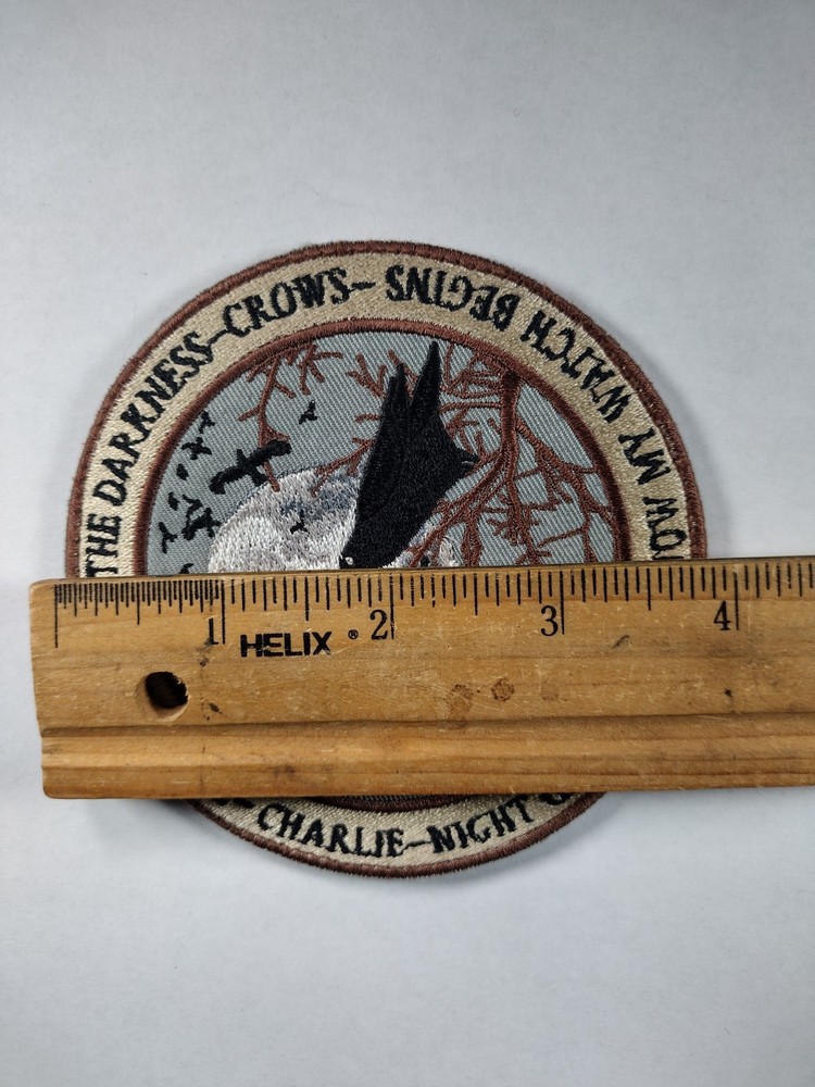 Night Gathers 'Now My Watch Begins' Raven Patch Embroidered Hook & Loop
