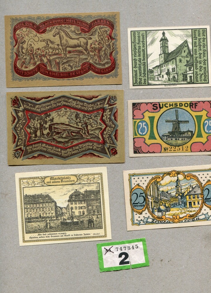 10 German Districts 1920s Banknotes