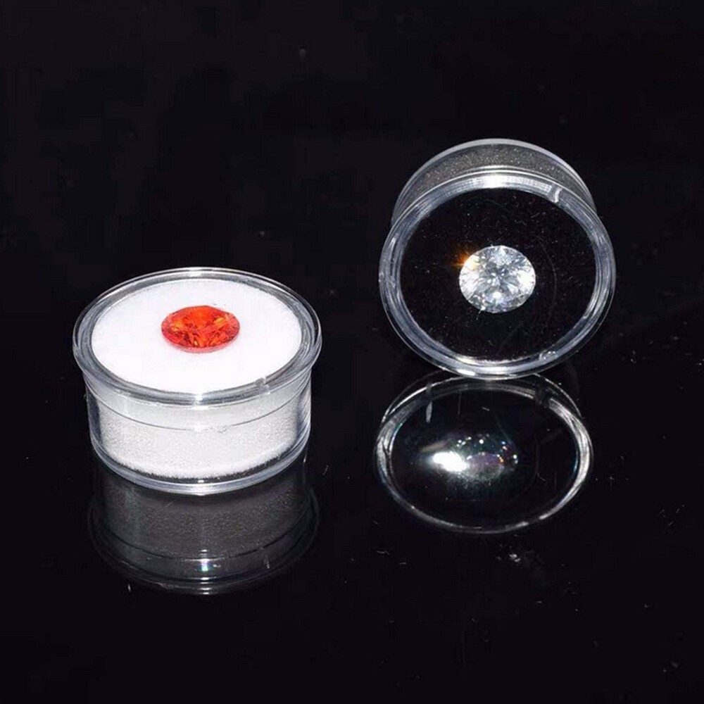 Transparent Gem Round Box Protective Loose Diamond Gemstone Display Case Holder
