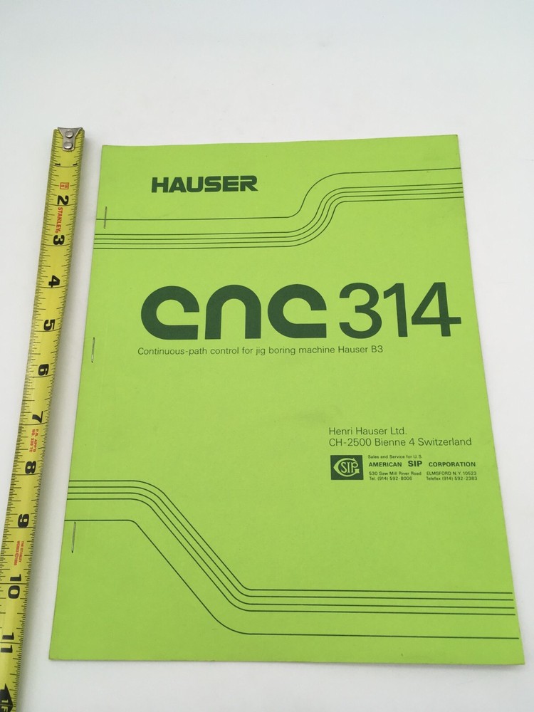 HAUSER CNC 314 CONTINUOUS PATH CONTROL INSTRUCTION MANUAL - AMERICAN SIP