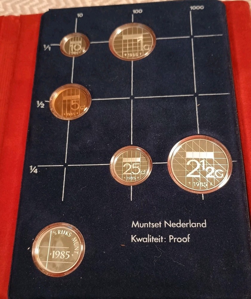 1985 Netherlands Proof Set with .925 Silver Year Medallion