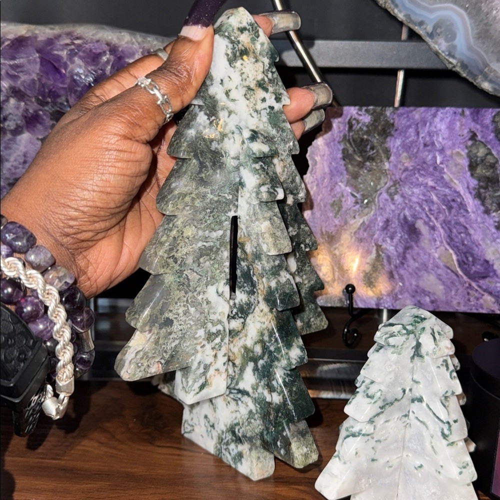 Moss Agate Tree Puzzle set