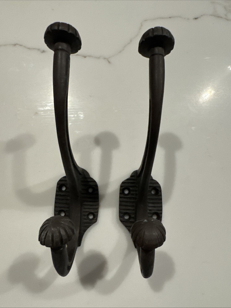 Hook Cast Iron Large Vintage Pair