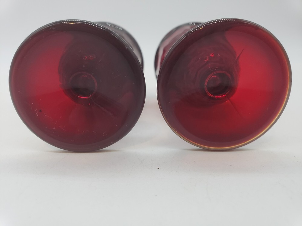 Fenton Georgian Hex Honeycomb Ruby Red Shakers Salt Pepper