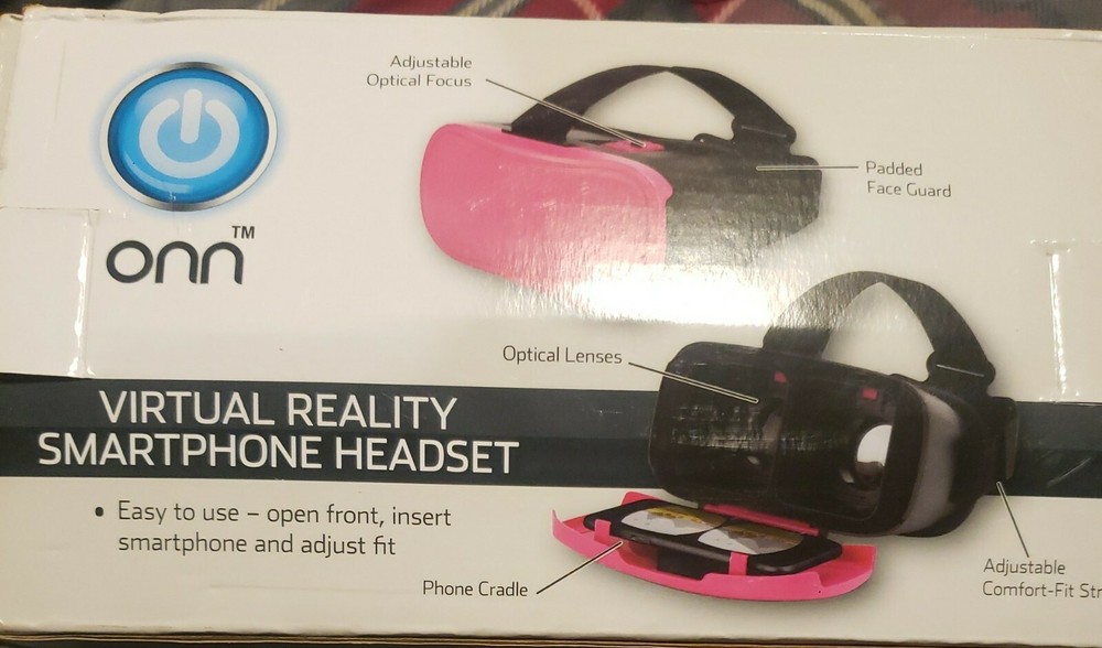 Onn Virtual Reality Smartphone Headset Goggles Pink