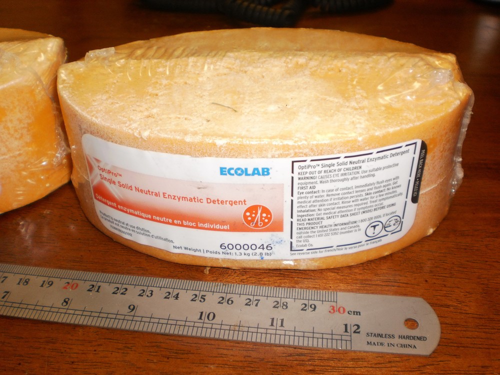 ECOLAB *2* Single Solid Neutral Enzymatic Detergent blocks 2.8 lb each New