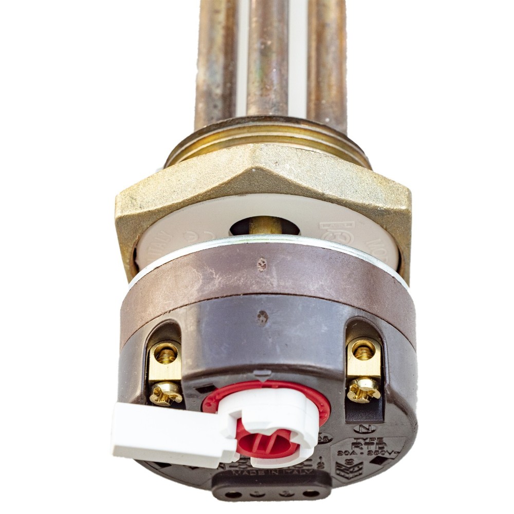 SOLAR TANK HEATING ELEMENT 3000W 1 1/4" BSP WITH ROD THERMOSTAT RTS RECO ANODE