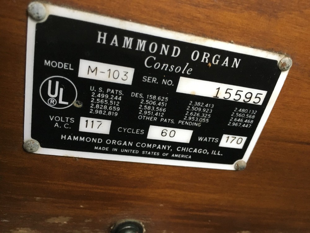 Hammond M103 tone generator tone wheel