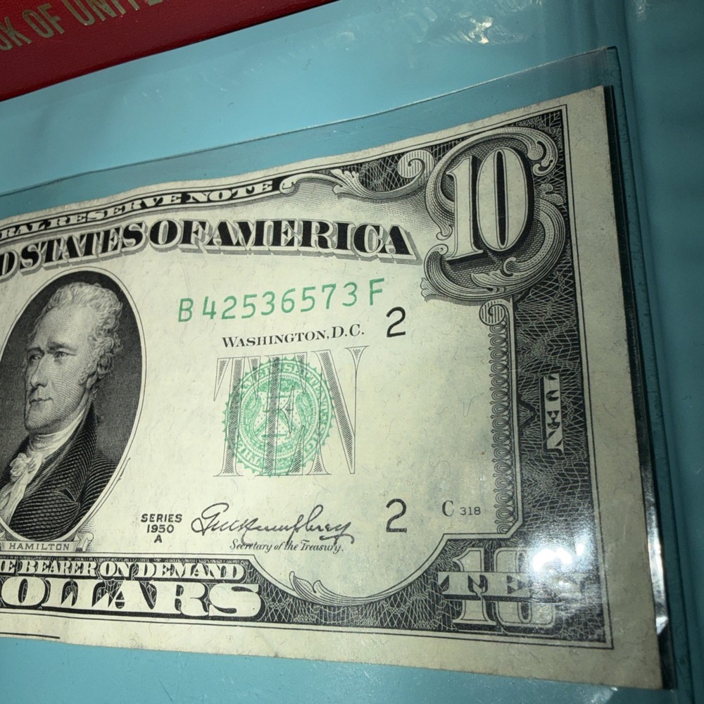 RARE 1950-A $10 Bill Misalignment Error - Visible Alignment Line