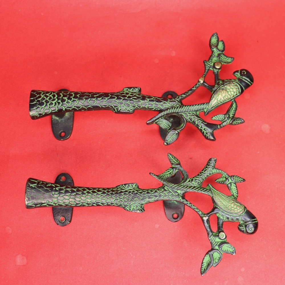 Bird on Tree Shape Vintage Style Handmade Brass Cabinet Almirah Door Pull Handle