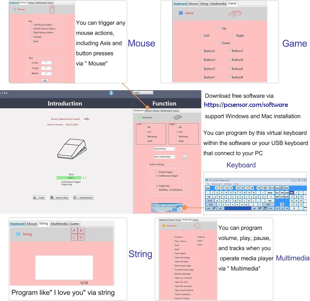 2023 Upgraded USB Foot Pedal - Programmable Single Switch for Gaming & Streaming