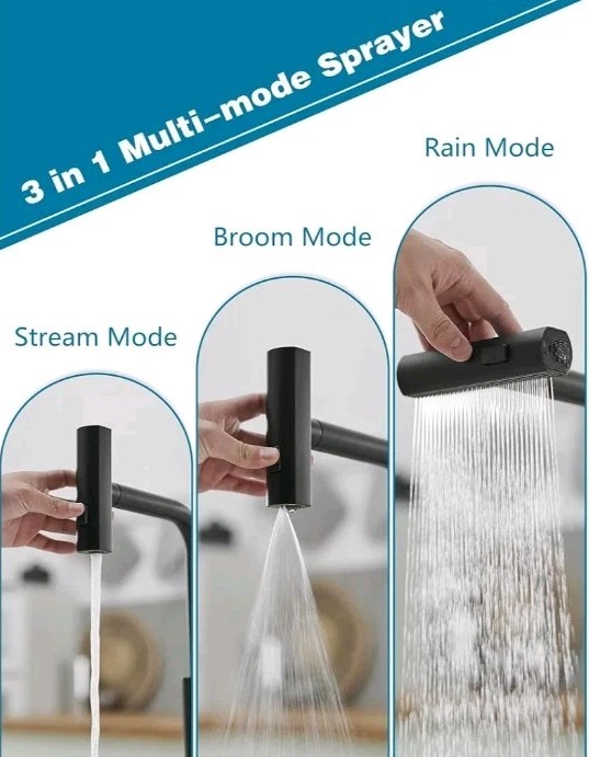 Kitchen Faucets with Pull Down Sprayer, Single Handle Matte Black