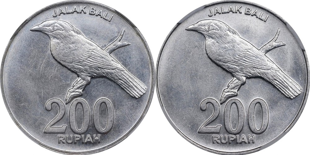 ER483 Indonesia Mint Error -- Struck with Two Reverse Dies -- 200 Rupiah, 2003