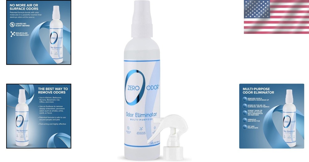 8oz Powerful Odor Eliminator Spray – Biodegradable, for Kitchen, Bathroom & More