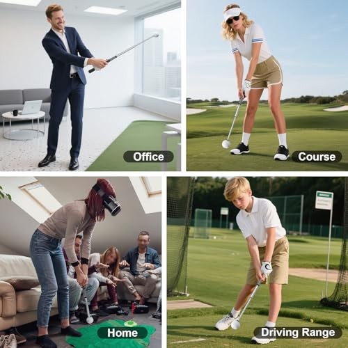 Pro-Level Retractable Golf Swing Trainer - Right-Handed Click Stick Golf Grip