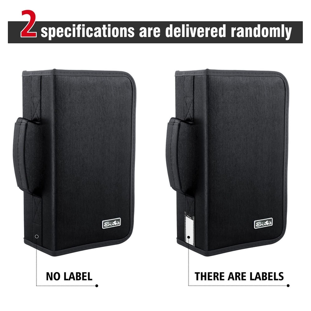 Siveit DVD Case, 128 Capacity CD/DVD Case Wallet Binder White binder, Black