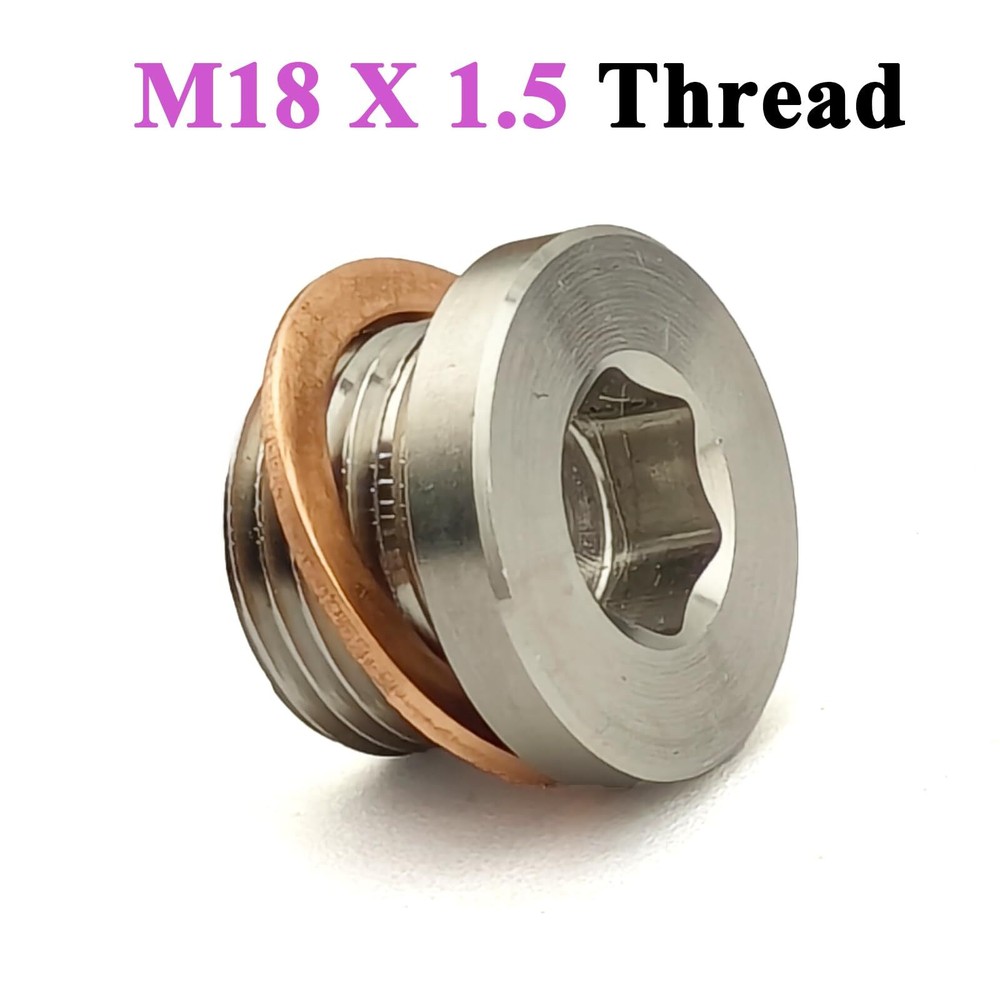 1-Pack M18x1.5 Thread O2 Oxygen Sensor Plug with Copper Washer 304 Stainless