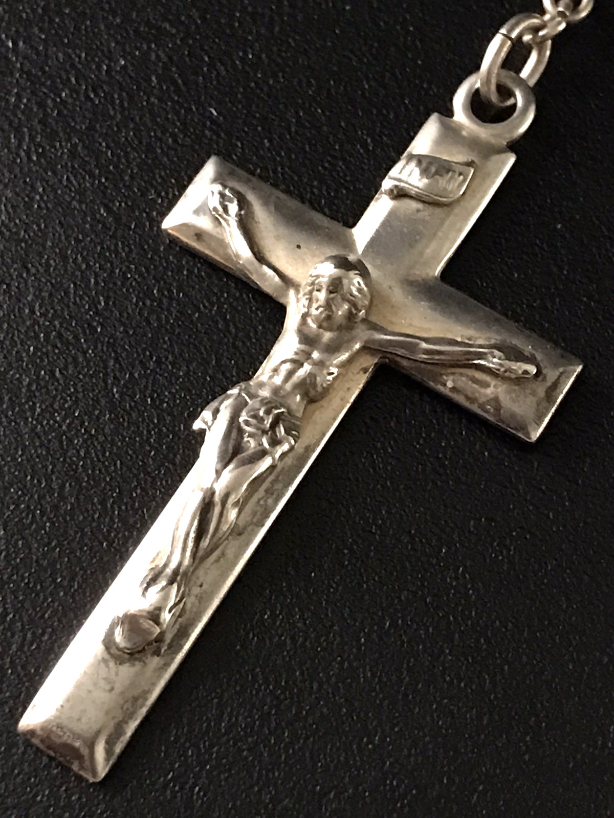 ANTIQUE ALL SOLID STERLING SILVER ROSARY by GOLDI KAPLAN - 23gm 20.5" - SWEDEN