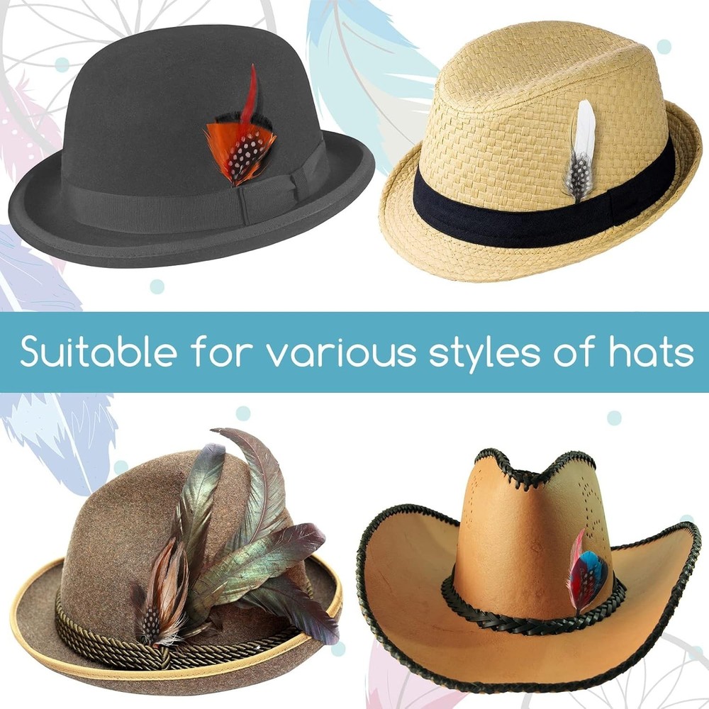 20 Pcs Colorful Feathers for Hats, Assorted Real Feather Accessories