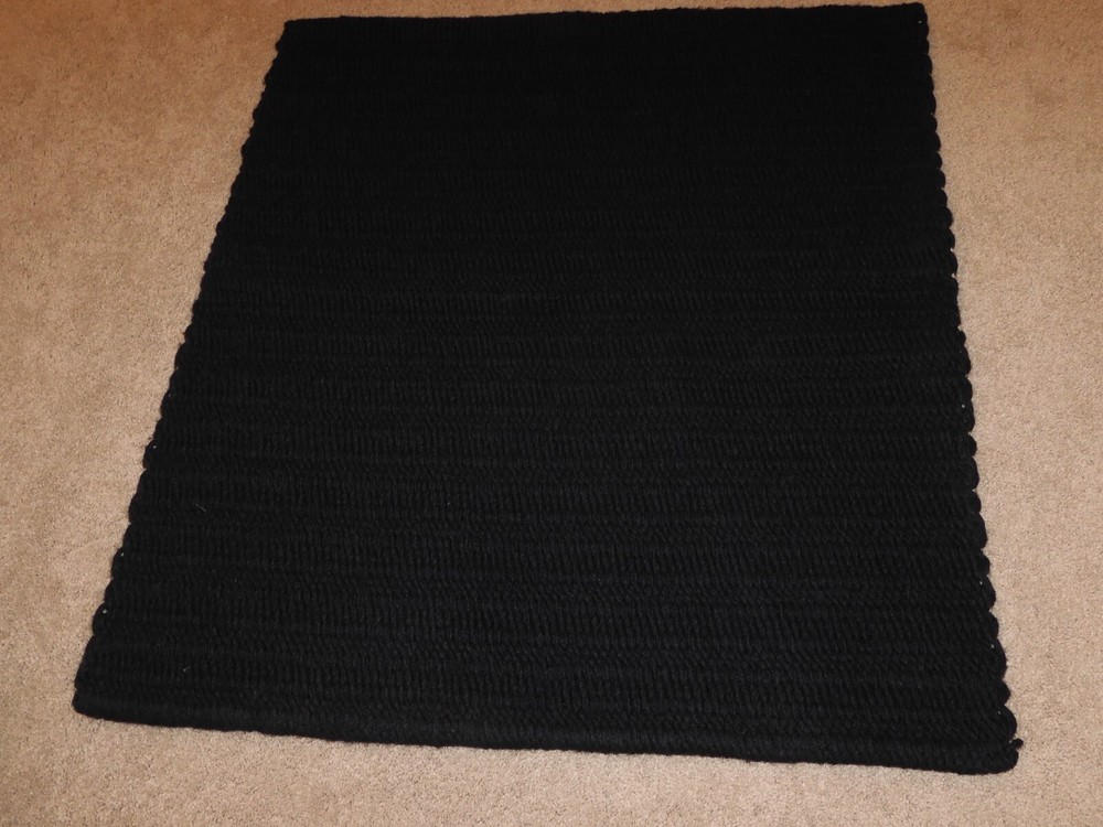 WOVEN BLACK WOOL SADDLE PAD 33 X 36" BEIGE TRIM