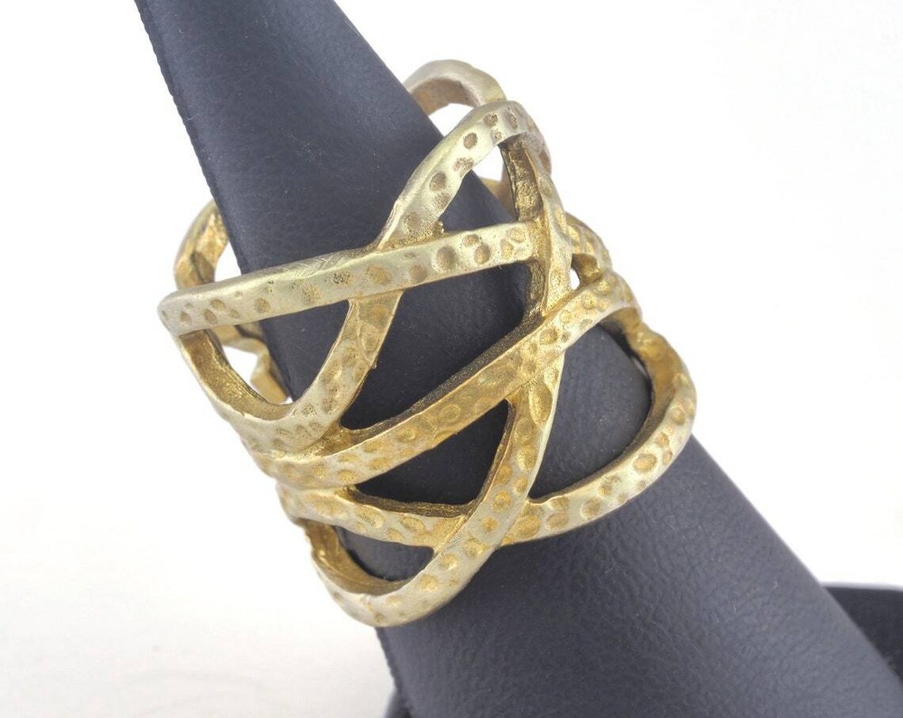 Ring Hammered Ring Adjustable Raw brass (18mm 7.5US inner size) 2650