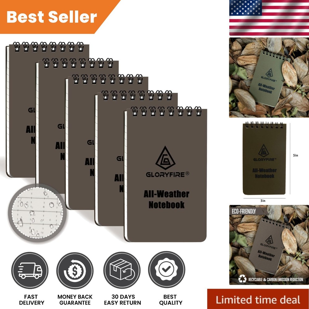 Compact Waterproof Writing Pad - Tactical Notepad with 96 Ruled Pages, 3"x5"