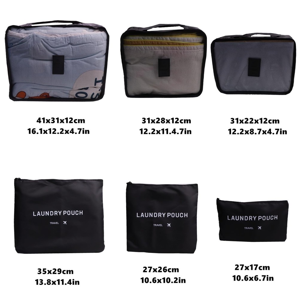 Gbateri 6 Pack Travel Organizer with Laundry Pouch, Electronics & Compression...