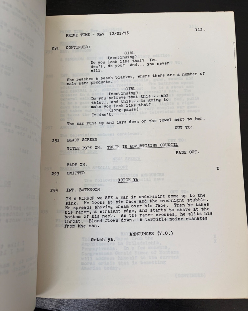 PRIME TIME ~ AMERICAN RASBERRIES ~ 1976 ORIGINAL SCREENPLAY MOVIE SCRIPT