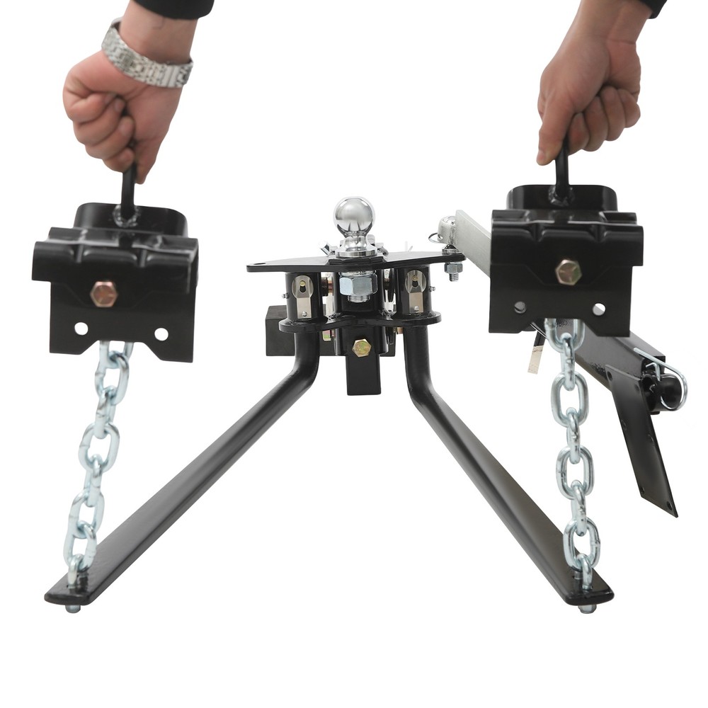 Black Weight Distribution Hitch 1000 Lbs Capacity For 7" Trailer Frame W/ Tools