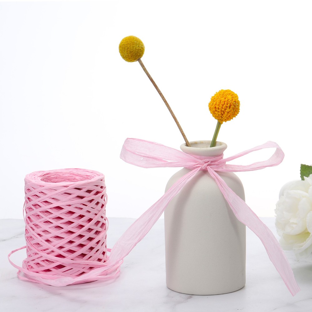 Raffia Ribbon 100 Yard, 4 Roll Natural Packing Paper Twine Strings Multicolored