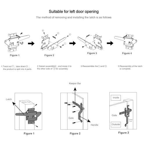 Wood Gate Hardware Set - Heavy Duty 8" Decorative Strap Hinges and Spring