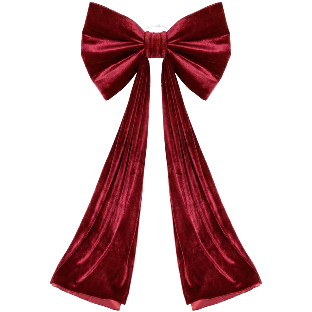 80cm Wide Velvet Bow Tie with Pearl Strings for Celebration Backdrop Decor